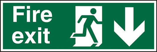 Stewart Superior Fire Exit Down Sign 450x150mm - SP124SAV-450X150 - ONE CLICK SUPPLIES