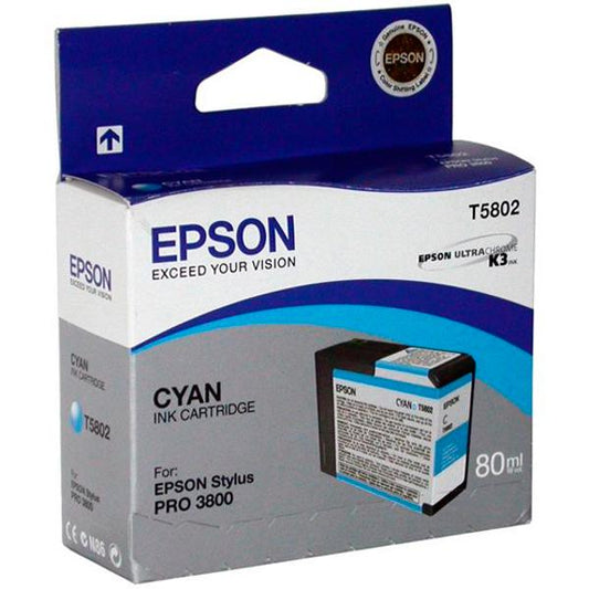 Epson T5802 Cyan Ink Cartridge 80ml - C13T580200 - ONE CLICK SUPPLIES