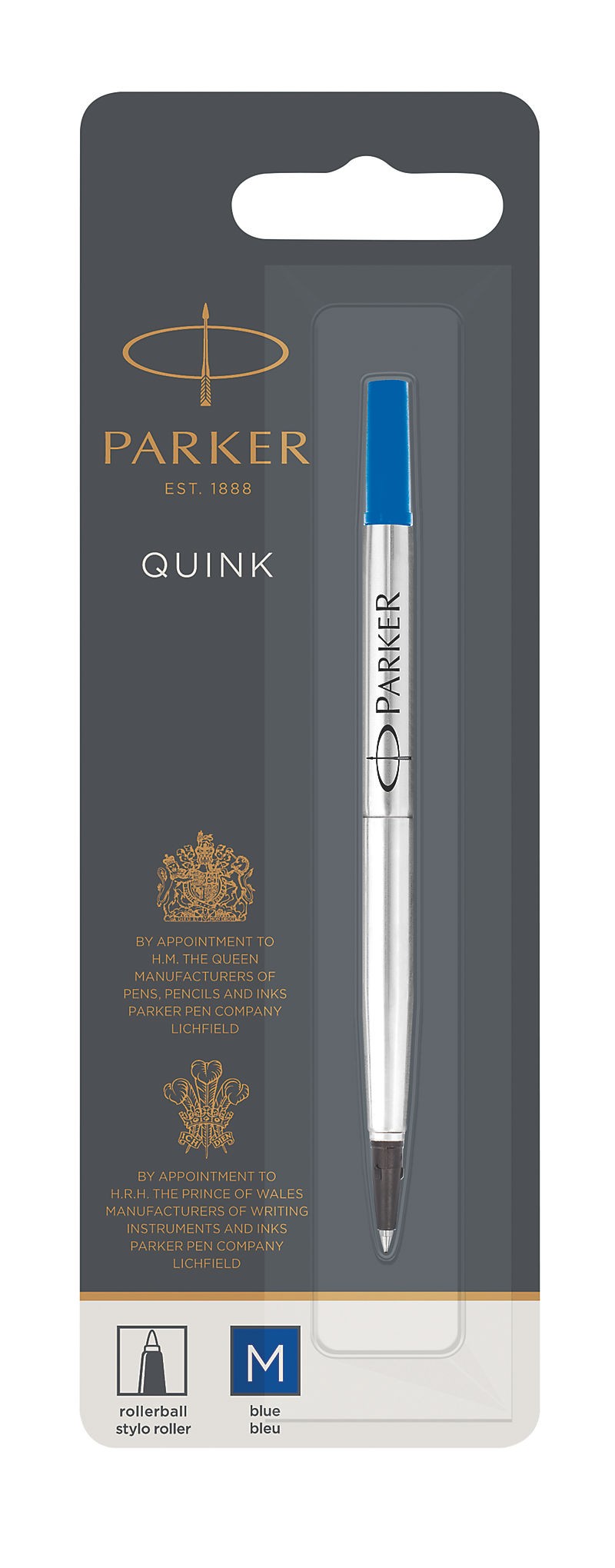 Parker Quink Rollerball Refill for Rollerball Pens Medium Blue (Single Refill) - 1950324 - ONE CLICK SUPPLIES