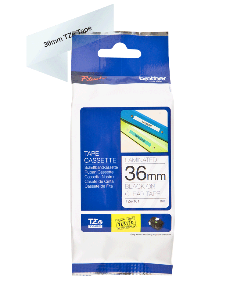 Brother Black On Clear Label Tape 36mm x 8m - TZE161 - ONE CLICK SUPPLIES