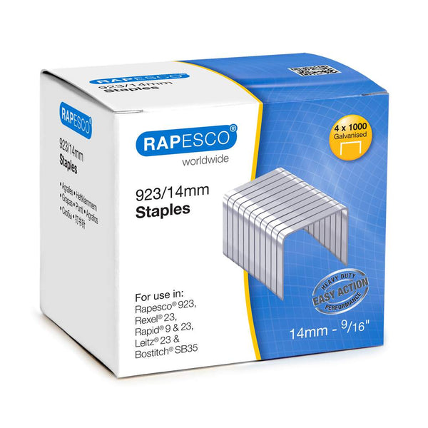 Rapesco 923/14mm Galvanised Staples (Pack 4000) - S92314Z3 - ONE CLICK SUPPLIES