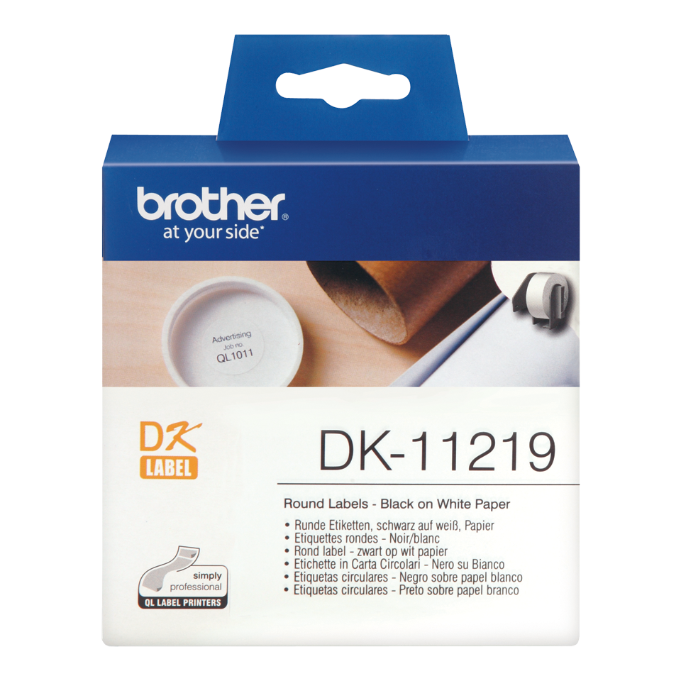 Brother Black On White Round 12mm Labels 1200 Labels - DK11219 - ONE CLICK SUPPLIES