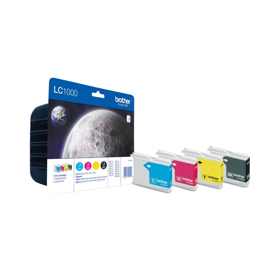 Brother Black Cyan Magenta Yellow Ink Cartridge Multipack 19ml + 3 x 7ml (Pack 4) - LC1000VALBP - ONE CLICK SUPPLIES