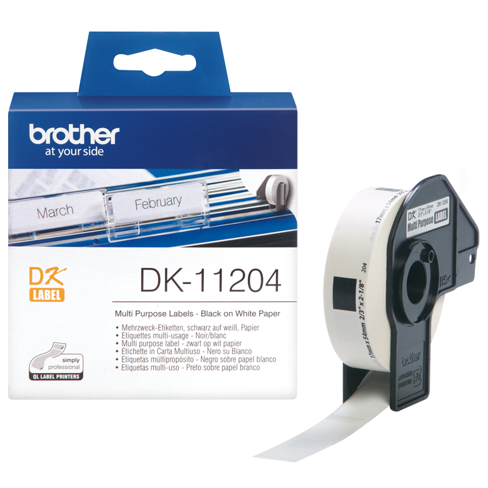 Brother Multi Purpose Label Roll 17mm x 52mm 400 labels - DK11204 - ONE CLICK SUPPLIES