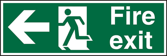 Stewart Superior Fire Exit Left Sign 450x150mm - SP120SAV-450X150 - ONE CLICK SUPPLIES