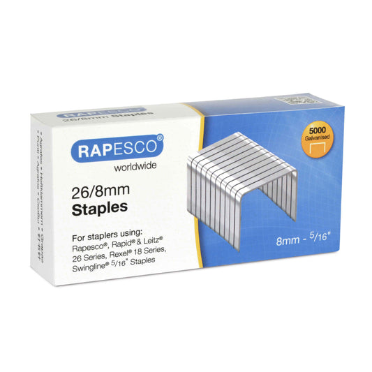 Rapesco 26/8mm Galvanised Staples (Pack 5000) - S11880Z3 - ONE CLICK SUPPLIES