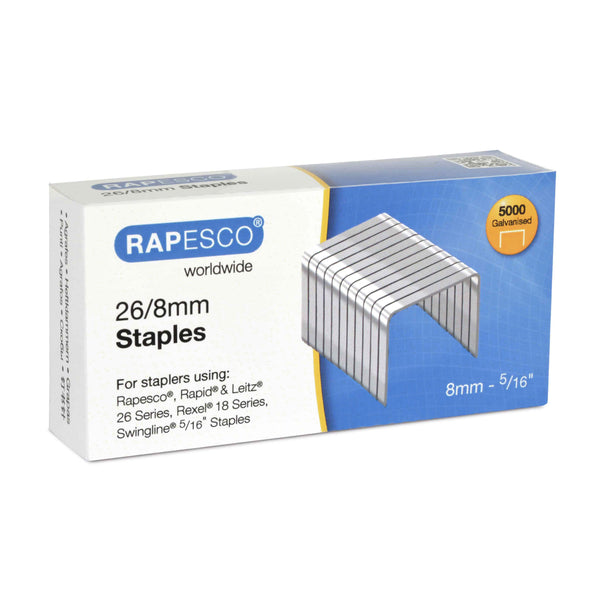 Rapesco 26/8mm Galvanised Staples (Pack 5000) - S11880Z3 - ONE CLICK SUPPLIES
