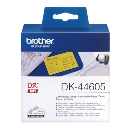 Brother Yellow Removable Paper 62mm x 30.5m - DK44605 - ONE CLICK SUPPLIES