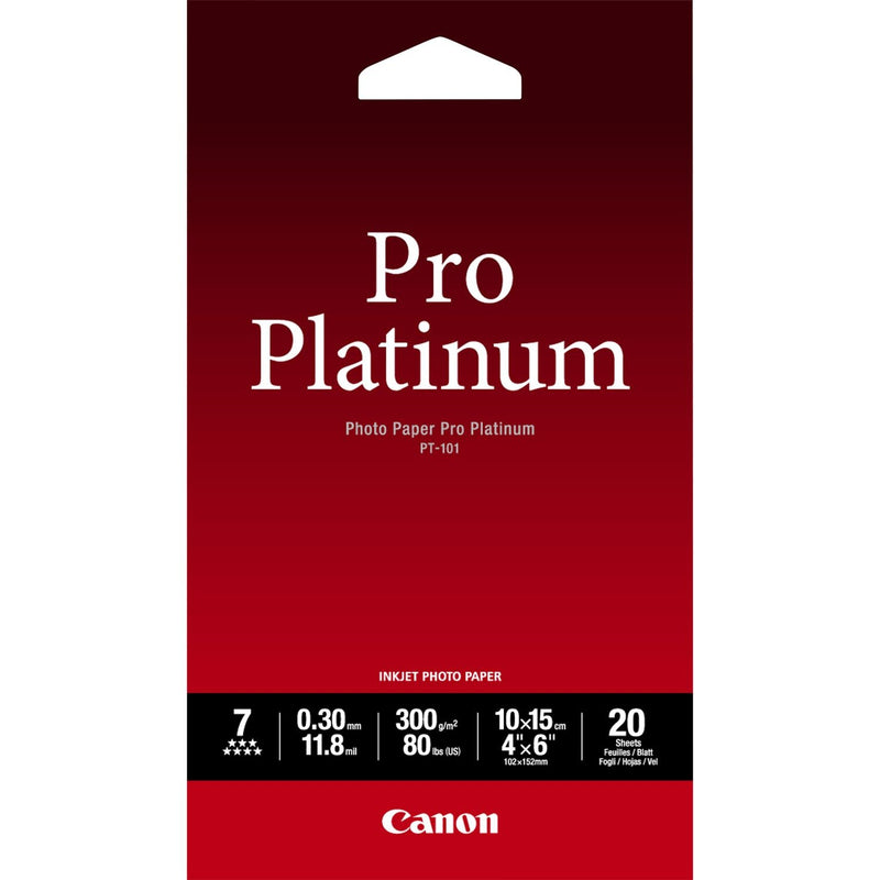 Canon PT-101 Pro Photo Paper 20 Pack 10 x 15cm - 2768B013 - ONE CLICK SUPPLIES