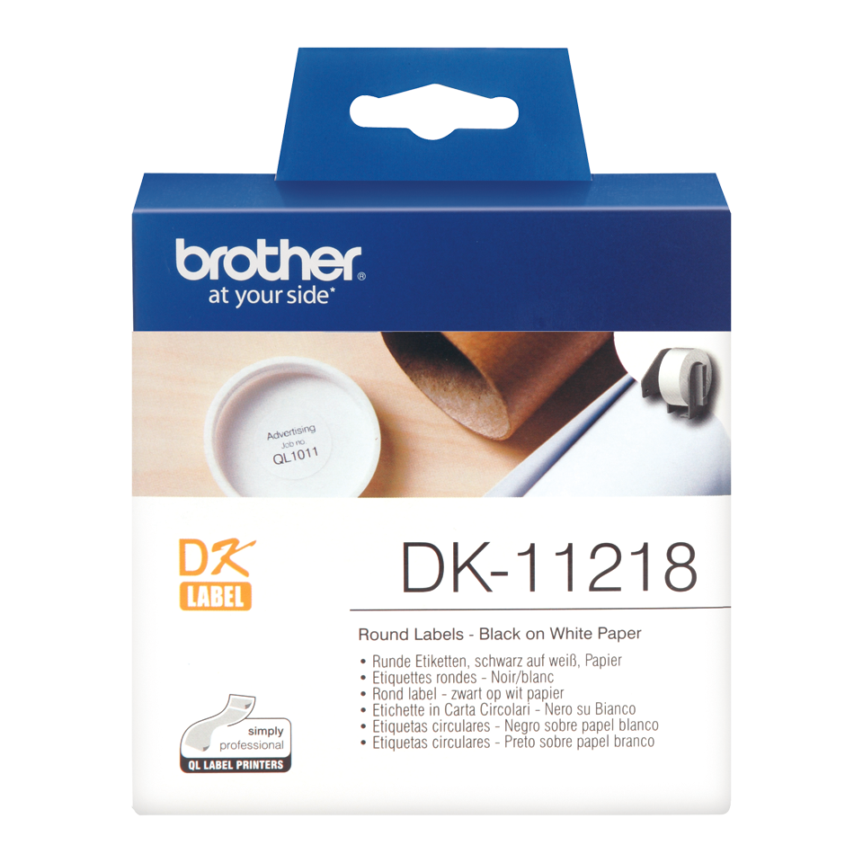 Brother Black On White Round 24mm Labels 1000 Labels - DK11218 - ONE CLICK SUPPLIES