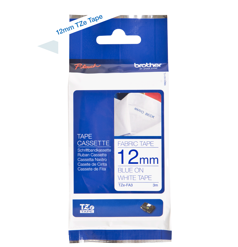 Brother Blue On White Label Tape 12mm x 3m - TZEFA3 - ONE CLICK SUPPLIES