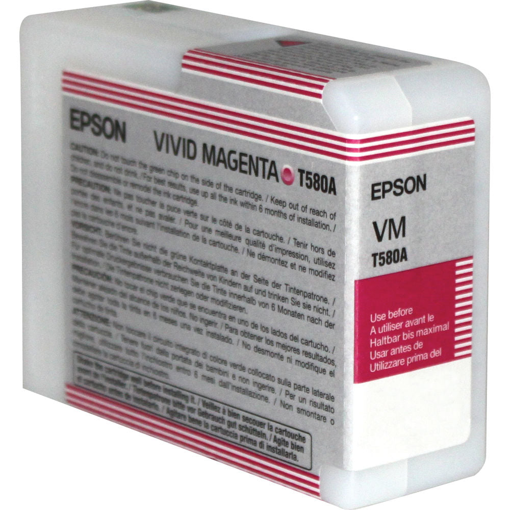 Epson T580A Vivid Magenta Ink Cartridge 80ml - C13T580A00 - ONE CLICK SUPPLIES