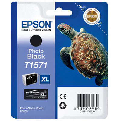 Epson T1571 Turtle Black Standard Capacity Ink Cartridge 26ml - C13T15714010 - ONE CLICK SUPPLIES