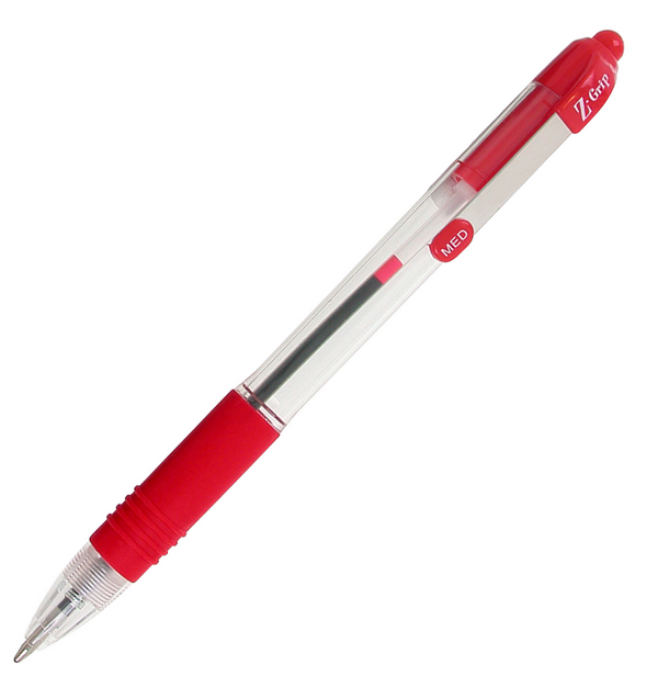 Zebra Z-Grip Retractable Ballpoint 1.0mm Tip Red (Pack 12) - 22230 - ONE CLICK SUPPLIES