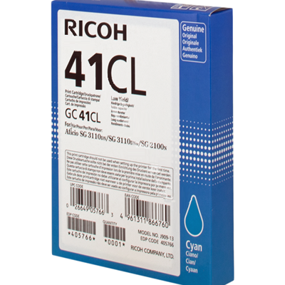 Ricoh GC41CL Cyan Standard Capacity Gel Ink Cartridge 600 pages - 405766 - ONE CLICK SUPPLIES