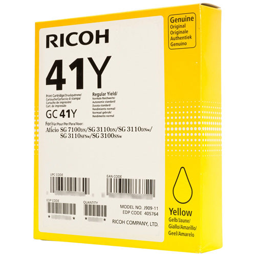 Ricoh GC41YL Yellow Standard Capacity Gel Ink Cartridge 600 pages - 405768 - ONE CLICK SUPPLIES