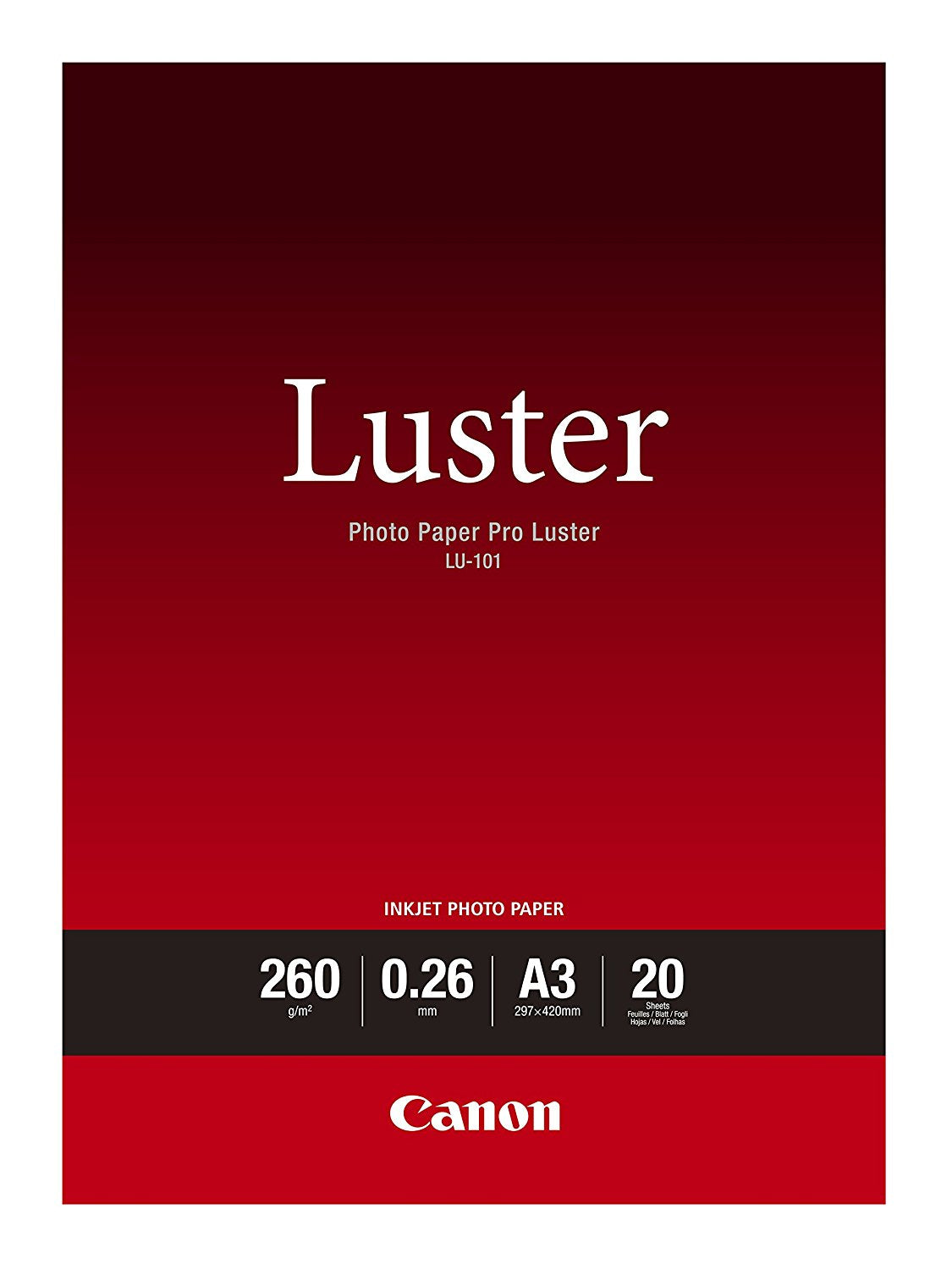 Canon LU-101 A3 Luster Paper 20 Sheets - 6211B007 - ONE CLICK SUPPLIES