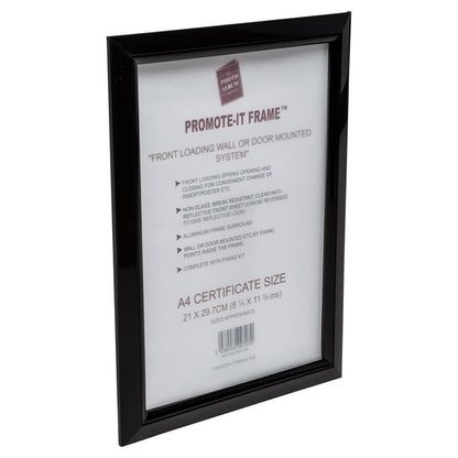 Hampton Frames Promote It A4 Non Glass Frame Black Aluminium PAPFA4BBLK - ONE CLICK SUPPLIES