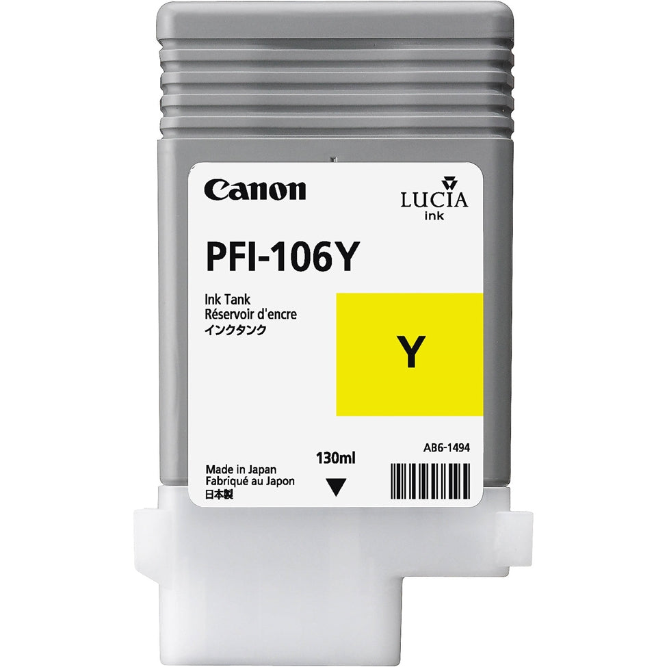 Canon PFI106Y Yellow Standard Capacity Ink Cartridge 130ml - 6624B001 - ONE CLICK SUPPLIES