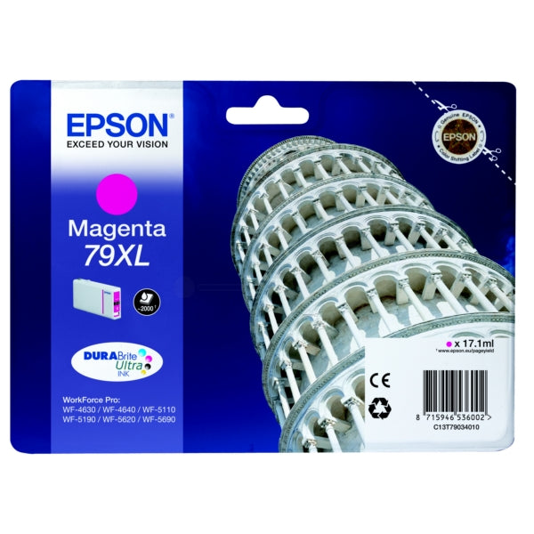 Epson 79XL Tower of Pisa Magenta High Yield Ink Cartridge 17ml - C13T79034010 - ONE CLICK SUPPLIES