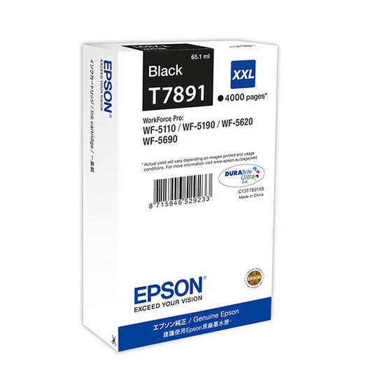 Epson T7891XXL Black High YieId Ink Cartridge 65ml - C13T789140 - ONE CLICK SUPPLIES