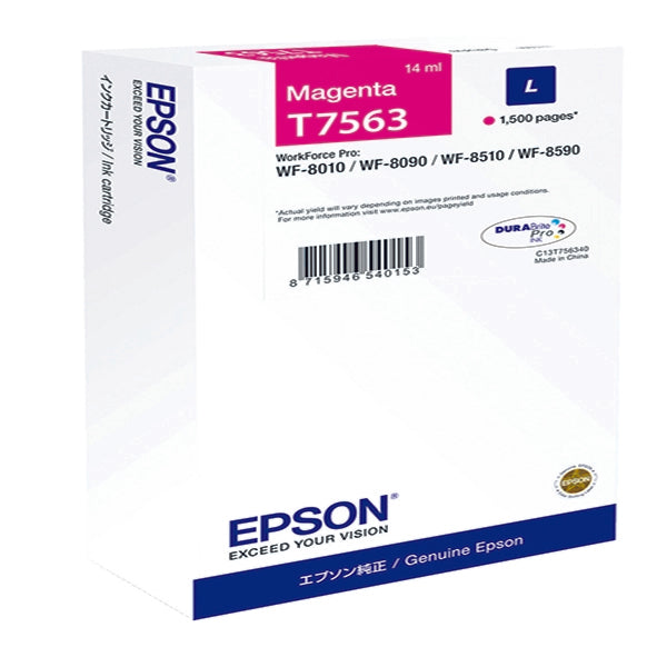 Epson T7563 Magenta Ink Cartridge 14ml - C13T756340 - ONE CLICK SUPPLIES