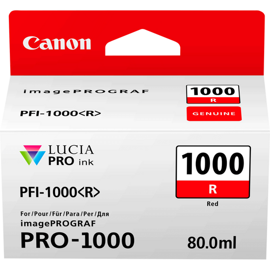 Canon PFI1000R Red Standard Capacity Ink Cartridge 80ml - 0554C001 - ONE CLICK SUPPLIES