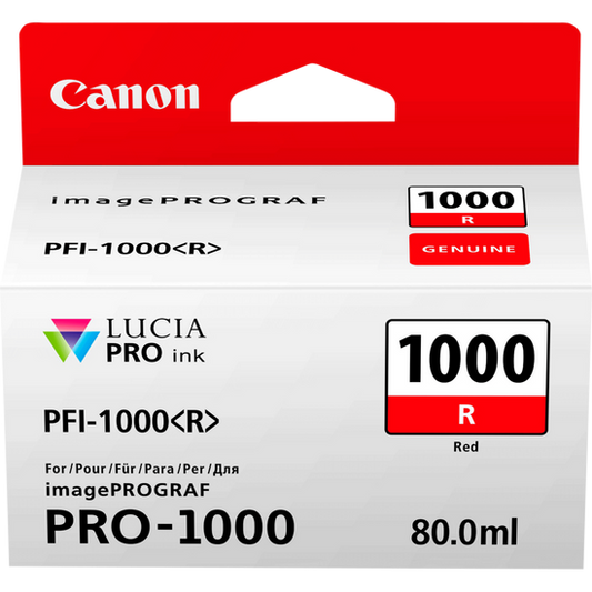 Canon PFI1000R Red Standard Capacity Ink Cartridge 80ml - 0554C001 - ONE CLICK SUPPLIES