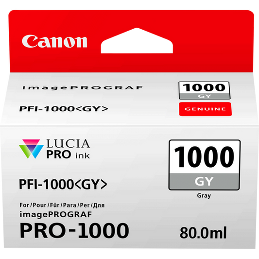 Canon PFI1000GY Grey Standard Capacity Ink Cartridge 80ml - 0552C001 - ONE CLICK SUPPLIES