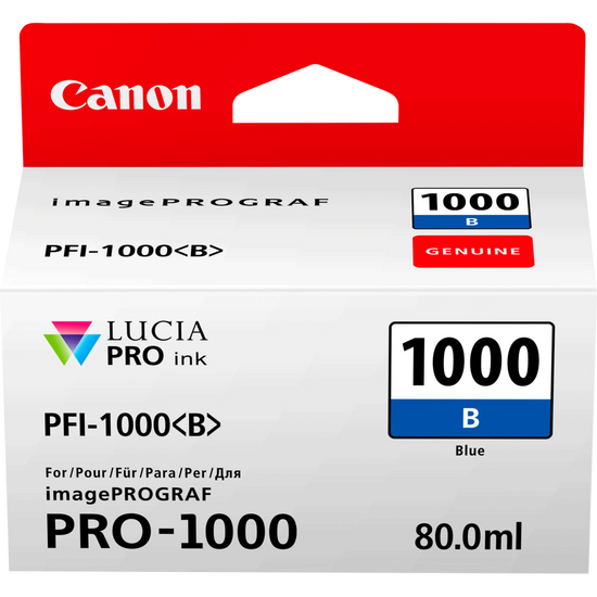 Canon PFI1000B Blue Standard Capacity Ink Cartridge 80ml - 0555C001 - ONE CLICK SUPPLIES