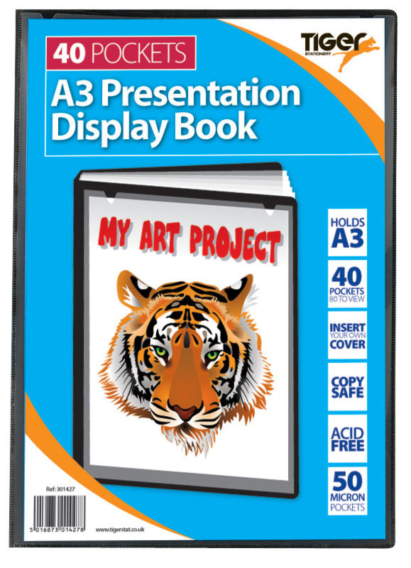 Tiger A3 Presentation Display Book 40 Pocket Black - 301427 - ONE CLICK SUPPLIES