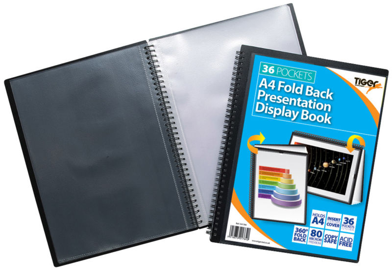 Tiger A4 Fold Back Display Book 36 Pocket Black - 301784 - ONE CLICK SUPPLIES