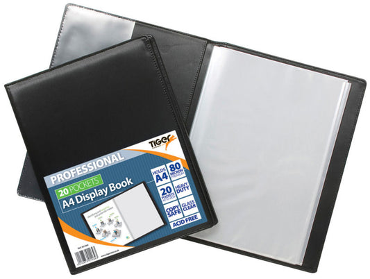 Tiger A4 Professional Display Book 20 Pocket Black - 301464 - ONE CLICK SUPPLIES