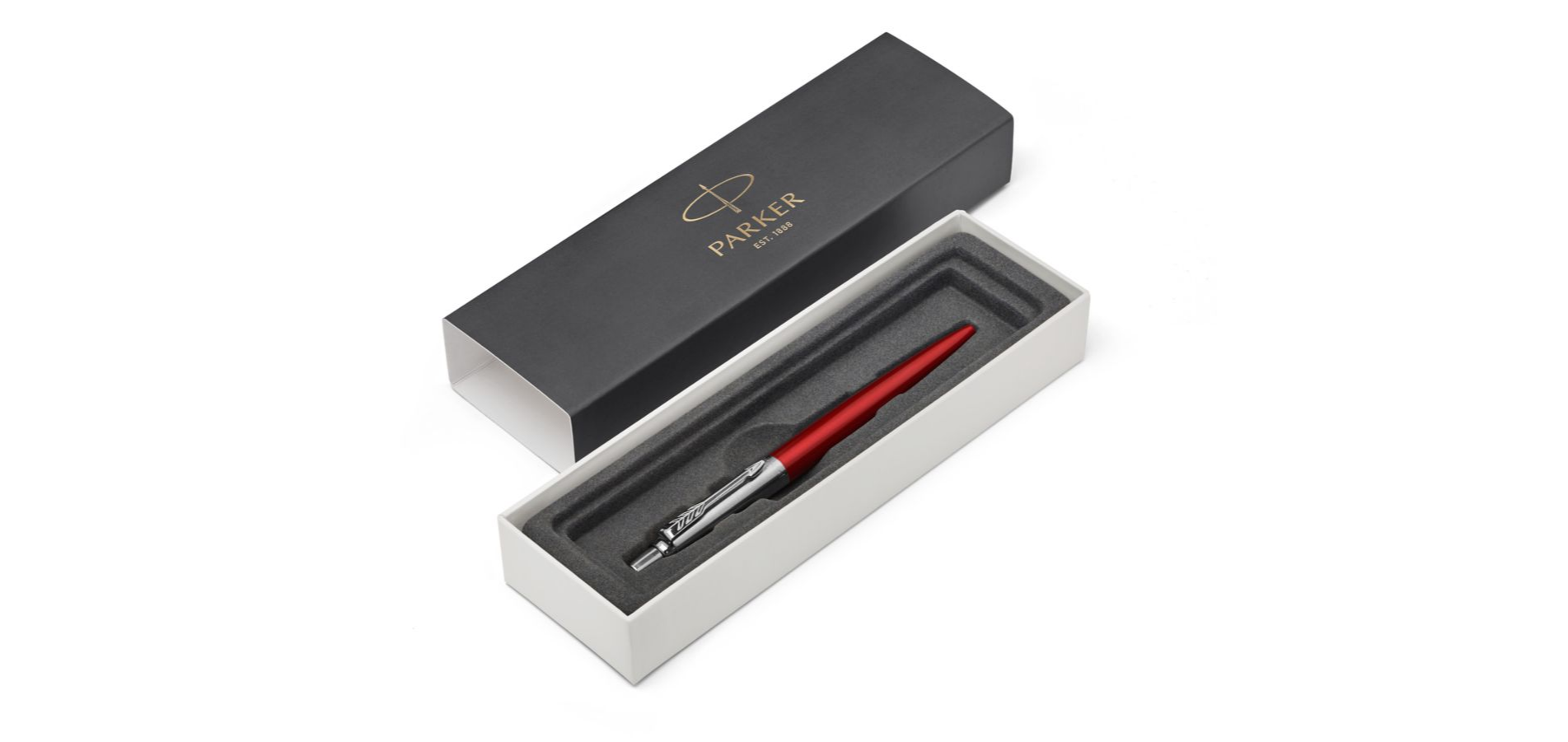 Parker Jotter Ballpoint Pen Kensington Red/Chrome Blue Ink Gift Box - 1953187 - ONE CLICK SUPPLIES