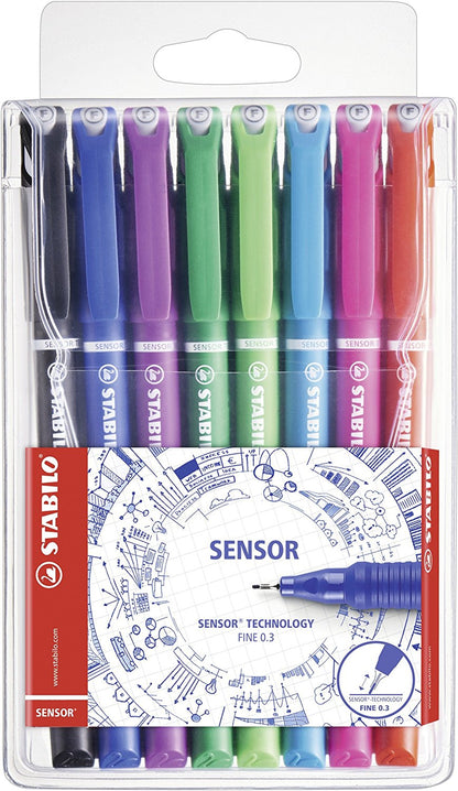 STABILO SENSOR fine Pen 0.3mm Line Assorted Colours (Wallet 8) - 189/8 - ONE CLICK SUPPLIES