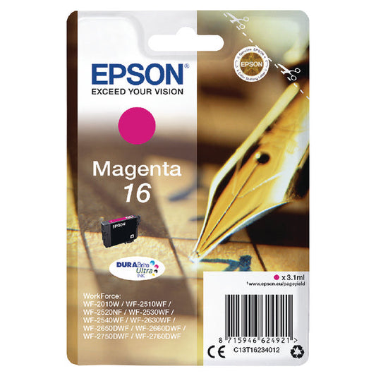 Epson 16 Pen and Crossword Magenta Standard Capacity Ink Cartridge 3ml - C13T16234012 - ONE CLICK SUPPLIES