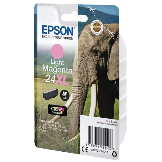 Epson 24XL Elephant Light Magenta High Yield Ink Cartridge 10ml - C13T24364012 - ONE CLICK SUPPLIES