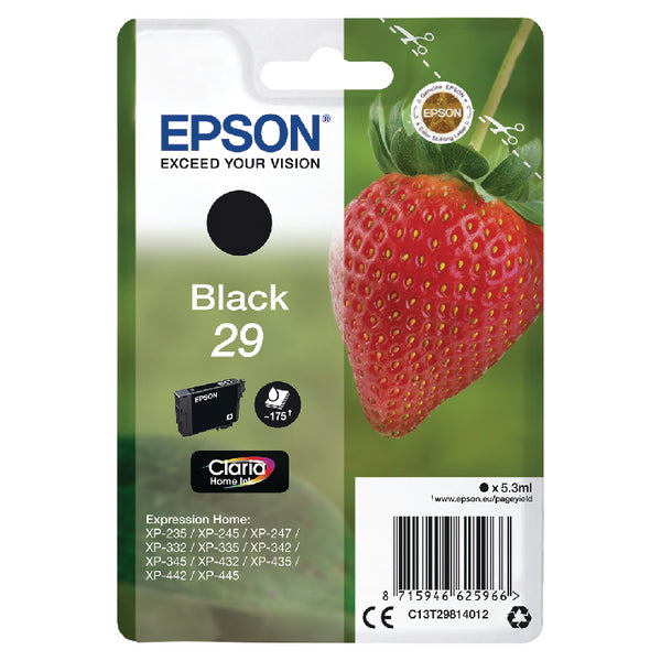 Epson 29 Strawberry Black Standard Capacity Ink Cartridge 5ml - C13T29814012 - ONE CLICK SUPPLIES