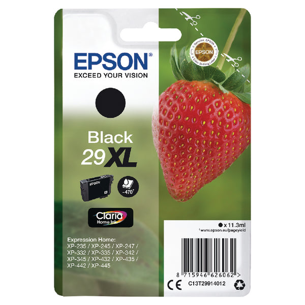 Epson 29XL Strawberry Black High Yield Ink Cartridge 11ml - C13T29914012 - ONE CLICK SUPPLIES