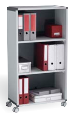 Fast Paper Mobile Bookcase 3 Compartment 2 Shelves Grey/Charcoal - F381K211 - ONE CLICK SUPPLIES