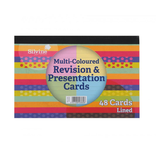 Silvine Revision and Presentation Cards Ruled 152x102mm Assorted Colours (Pack 48) - CR50AC - ONE CLICK SUPPLIES