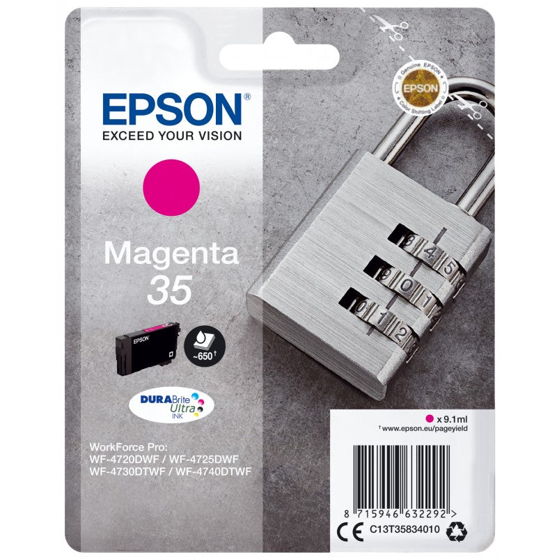 Epson 35 Padlock Magenta Standard Capacity Ink Cartridge 9ml - C13T35834010 - ONE CLICK SUPPLIES