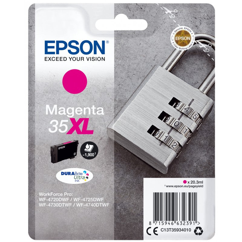 Epson 35XL Padlock Magenta High Yield Ink Cartridge 20ml - C13T35934010 - ONE CLICK SUPPLIES