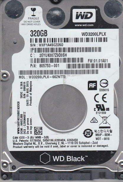 Western Digital Black 320GB SATA 6Gbs 7200 RPM 32MB Cache 2.5 Inch Internal Hard Disk Drive - ONE CLICK SUPPLIES