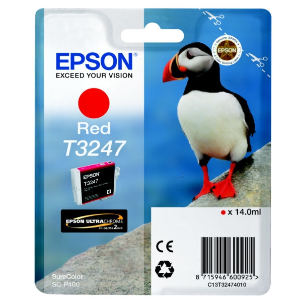 Epson T3247 Puffin Red Standard Capacity Ink Cartridge 14ml - C13T32474010 - ONE CLICK SUPPLIES