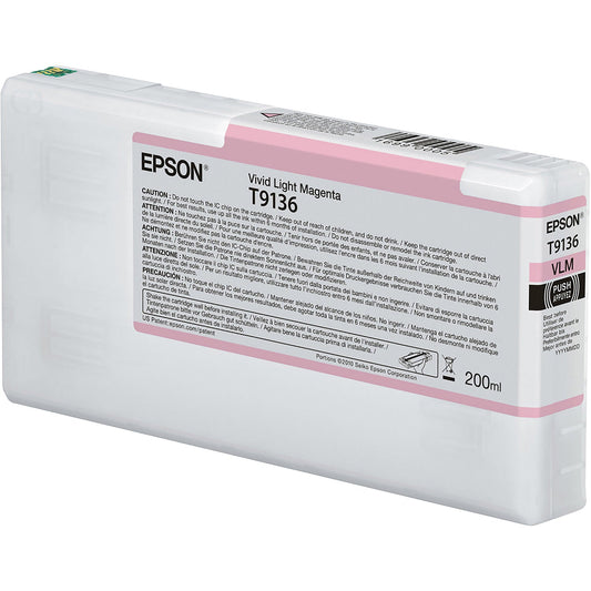 Epson T9136 Vivid Light Magenta Ink 200ml - C13T913600 - ONE CLICK SUPPLIES