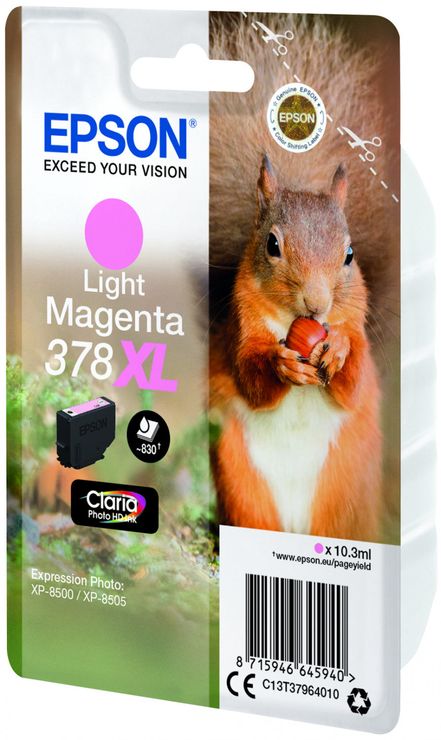 Epson 378XL Squirrel Light Magenta High Yield Ink Cartridge 10ml - C13T37964010 - ONE CLICK SUPPLIES