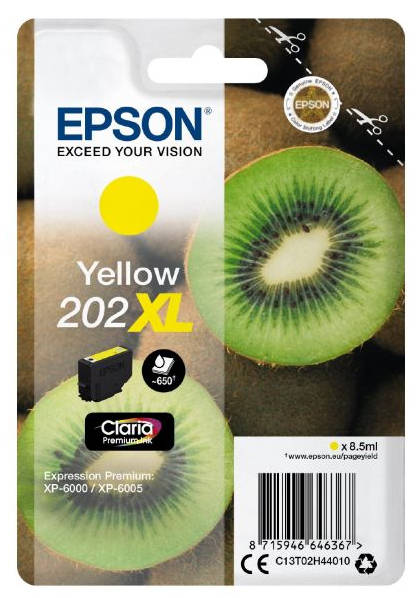 Epson 202XL Kiwi Yellow High Yield Ink Cartridge 8.5ml - C13T02H44010 - ONE CLICK SUPPLIES