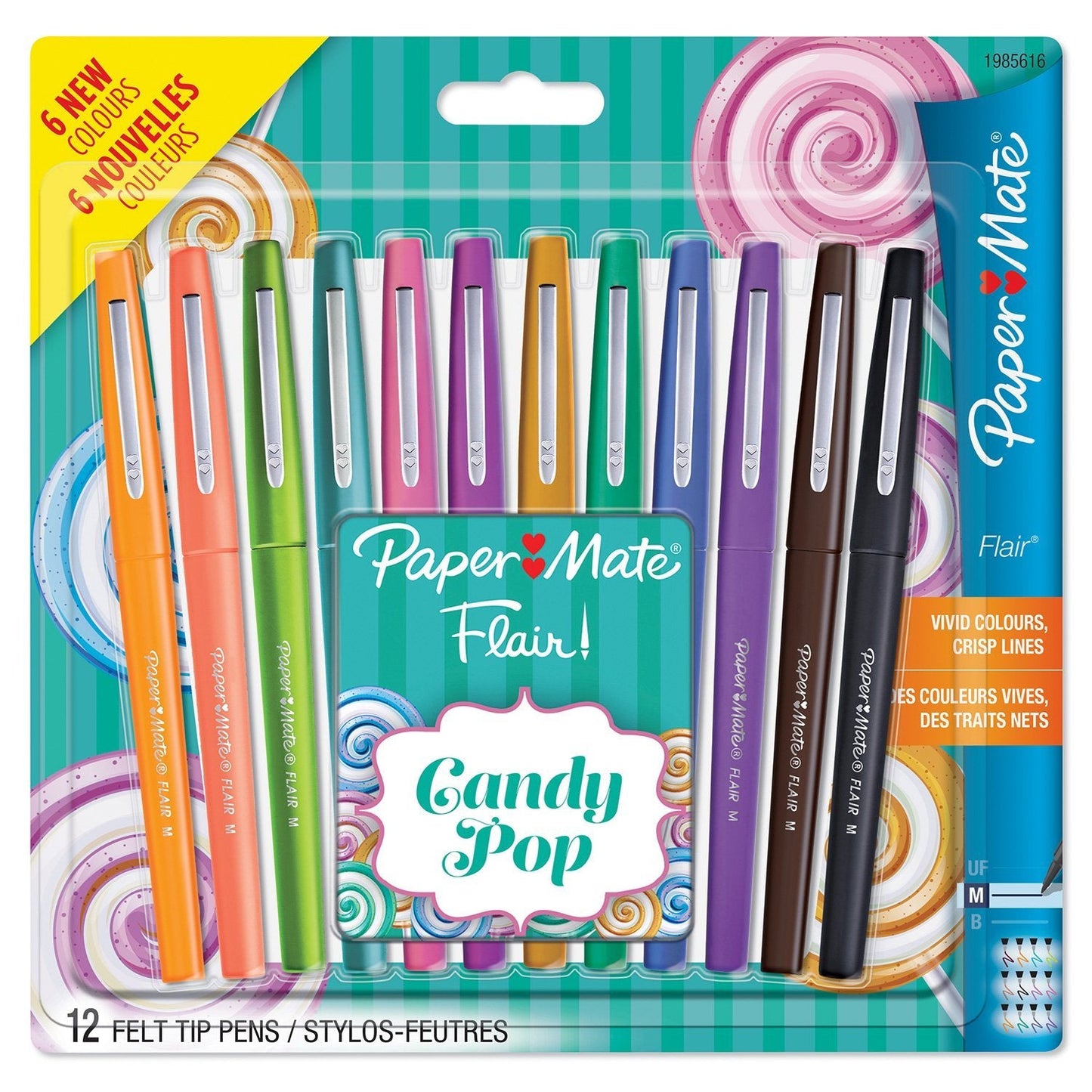 Paper Mate Flair Fibre Tip Pen Medium Point 0.7mm Candy Pop Assorted Colours (Pack 12) 1985616 - ONE CLICK SUPPLIES