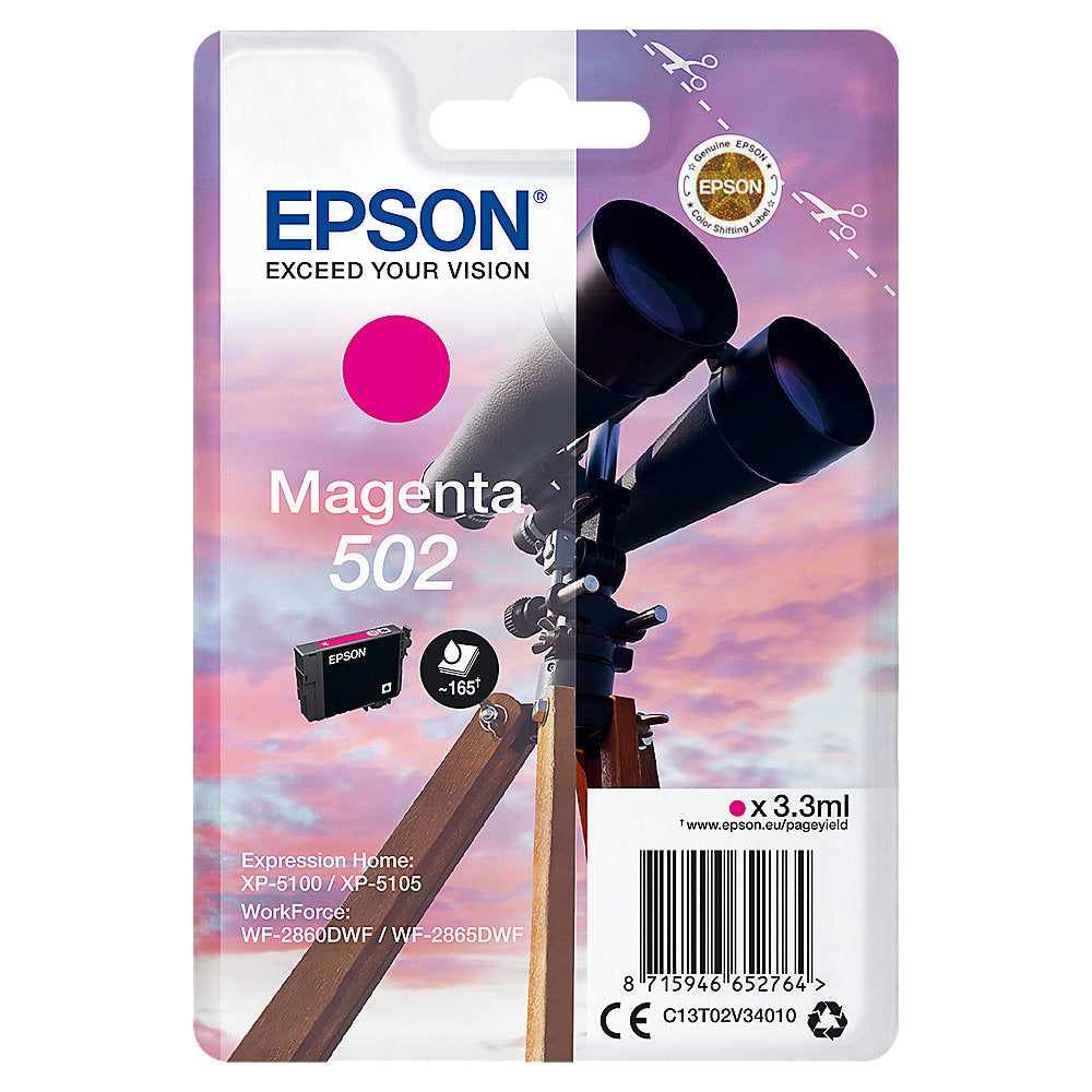 Epson 502 Binoculars Magenta Standard Capacity Ink Cartridge 3ml - C13T02V34010 - ONE CLICK SUPPLIES